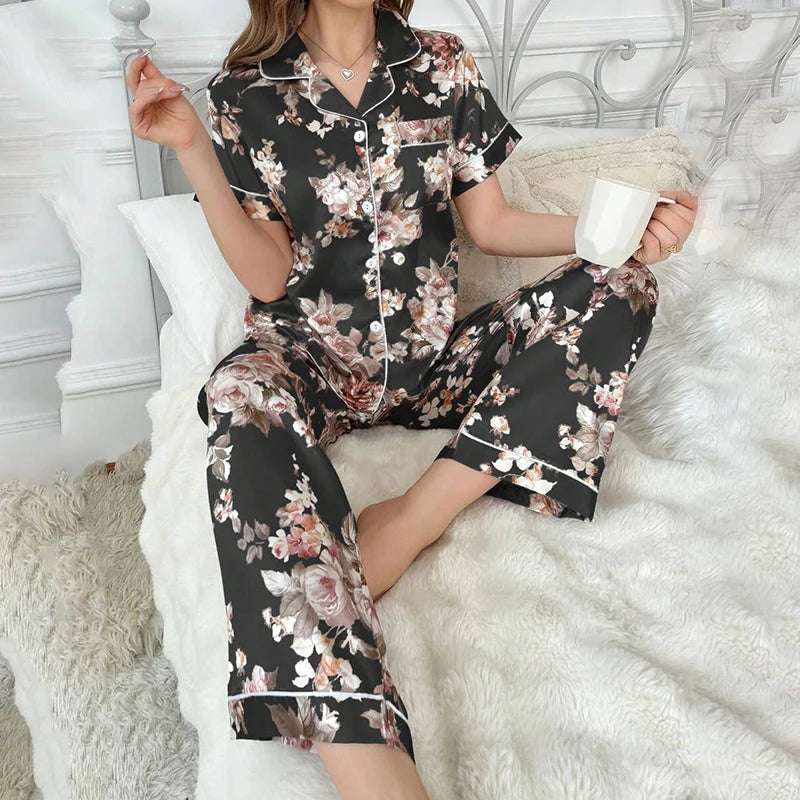 Premium Women’s Floral Satin Pajama Set