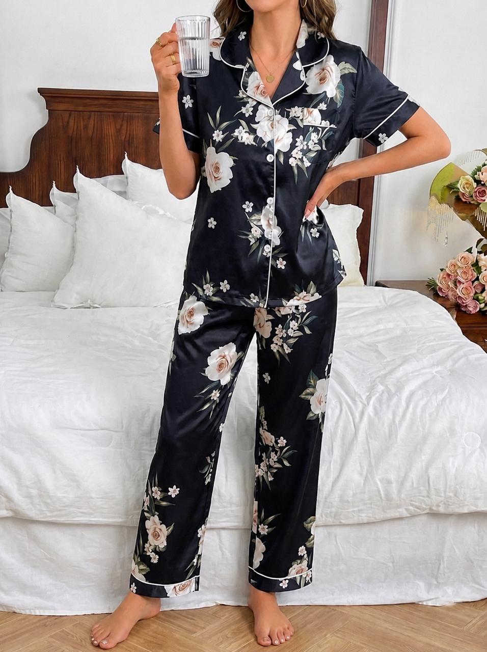 Premium Women’s Floral Satin Pajama Set